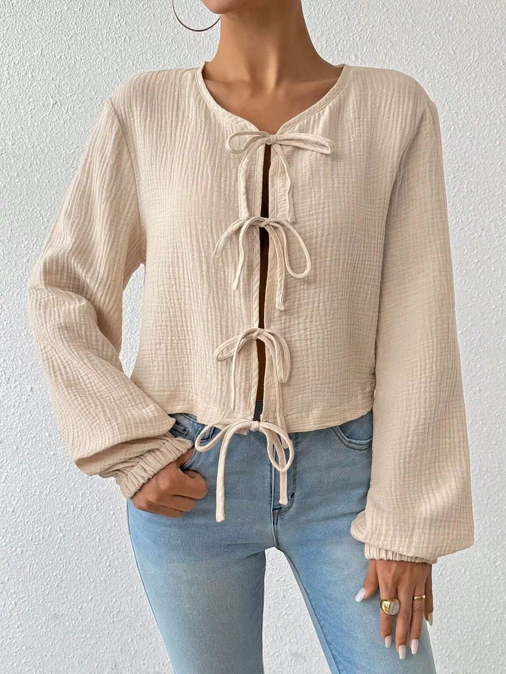 ZARA Fall Winter Loose Fit Slimming Short Tie Front Cardigan